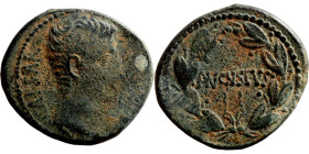 Augustus. (27 BC - 14 AD). Æ Bronze. Syria. Antioch. Obv: laureate bust of Augustus right. Rev: "AVGVSTVS" in wreath.

23mm 10,60g
