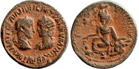 Gordian III. and Tranquillina. (238-244 AD). Æ Bronze. Singara. Mesopotamia. Obv: busts of Gordian III. and Tranquillina facing. Rev: city-goddess sea...