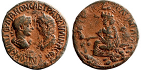 Gordian III. and Tranquillina. (238-244 AD). Æ Bronze. Singara. Mesopotamia. Obv: busts of Gordian III. and Tranquillina facing. Rev: city-goddess sea...