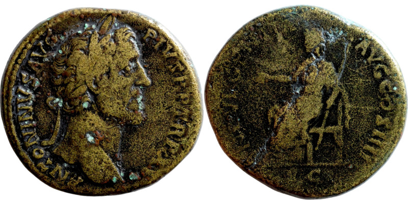 Antoninus Pius. Bronze Sestertius, AD 145-161. Rome.
Obv: ANTONINVS AVG PIVS P ...