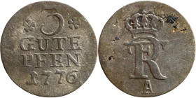 3 Gute Pfennige 1776 A german silver coin

15mm 0,68g