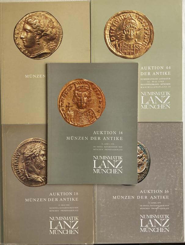 Lanz Numismatik Lotto di 5 Cataloghi: Auktion 14 (18 April 1978) – Auction 16 (2...