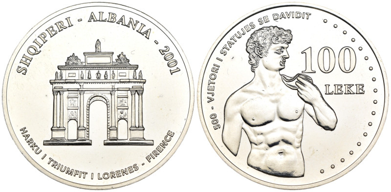 Albania - 100 Leke 2001 - 500° anniversario del David di Michelangelo - Ag. - KM...