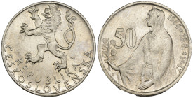 Cecoslovacchia - 50 Kroner 1947 - Ag. - KM#24