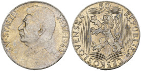 Cecoslovacchia - 50 Kroner 1949 - Ag. - KM#28