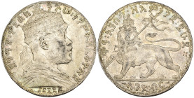 Etiopia - Menelik II (1889-1913) - 1 Birr 1892 - Ag. - KM#19 - colpo al D/ colpo al bordo ore 10