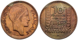 Francia - 10 Francs 1948 B - Cu. Ni. - KM#909.2 - con singolare patina di colore marrone