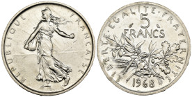 Francia - 5 Franchi "Semeuse" 1968 - Ag. - KM#926