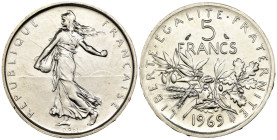 Francia - 5 Franchi "Semeuse" 1969 - Ag. - KM#926