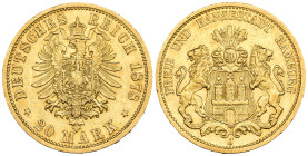 Germania - 20 Mark 1878 Amburgo - Au. - KM#602