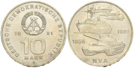 Germania Democratica DDR - 10 Mark 1981 - 25° Anniversario dell'Esercito Popolare Nazionale - Ottone nichelato - KM#81
