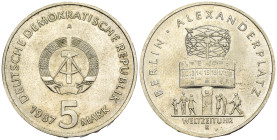 Germania Democratica DDR - 5 Mark 1987 - 750° anniversario di Berlino Alexanderplatz - Ottone nichelato - KM#116