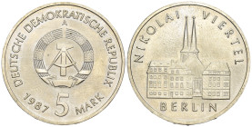 Germania Democratica DDR - 5 Mark 1987 - 750° anniversario di Berlino - Ottone nichelato - KM#114