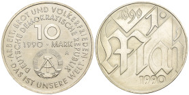 Germania Democratica DDR - 10 Mark 1990 - Festa Internazionale del Lavoro - Ottone nichelato - KM#136