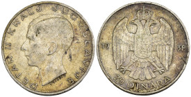 Jugoslavia - 20 Dinara 1938 - Ag. - KM#23