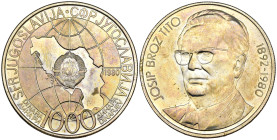 Jugoslavia - 1000 Dinara 1980 - Morte di Tito - Ag. - KM#78a