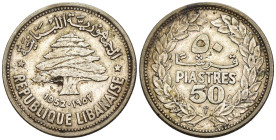 Libano - 50 Piastres 1952 - Ag. - KM#17