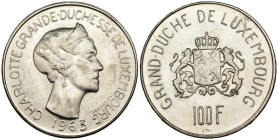 Lussemburgo - 100 Francs 1963 - Ag. Cu. - KM#32