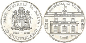 Malta - 5 Liri 1988 - Ag. - KM#87