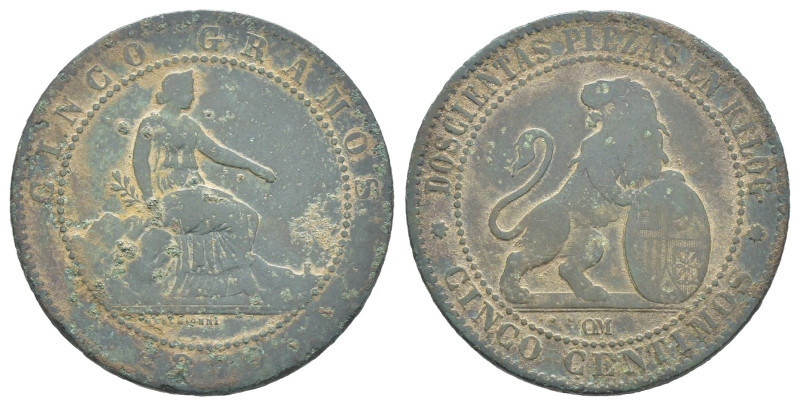 Spagna - Governo Provvisorio (1868-1871) - 5 Centimos 1870 - AE - gr. 4,55 - KM#...