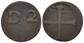 Genova - Repubblica di Genova (1721 - 1797) - 2 Denari 1752 - Cu. - gr. 0,80 - 14,30 mm