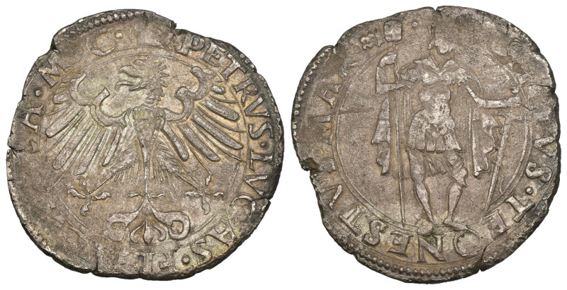 Messerano - Pier Luca Fieschi (1528-1548) Testone con Aquila - CNI 33 - Ag - gr....