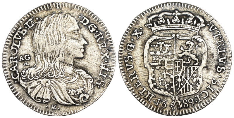 Napoli - Carlo II di Spagna (1674 - 1700) - 10 Grana 1689 - Ag. - gr. 2,44

BB...