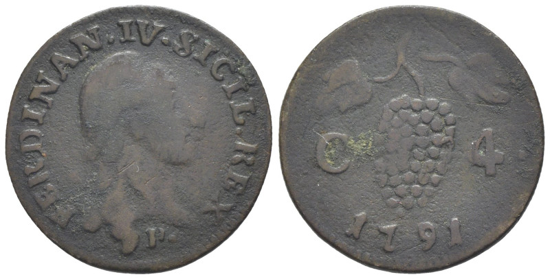 Napoli - Ferdinando IV di Borbone (1759-1816) - 4 Cavalli 1791 - Cu. - gr. 2,11 ...