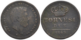 Napoli - Regno delle due Sicilie - Ferdinando II (1830-1859) - 2 Tornesi 1842 - Cu. - Gig. 250