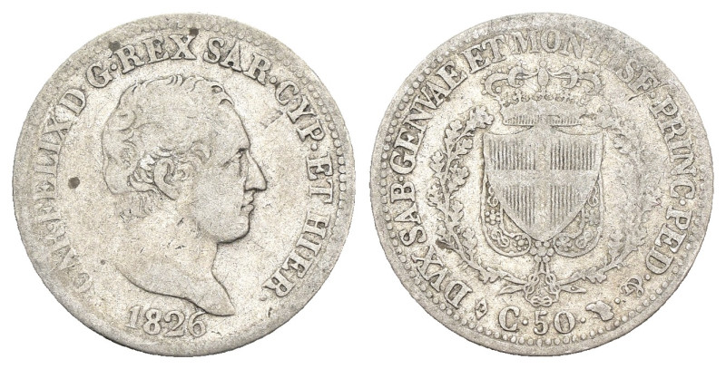 Carlo Felice (1821-1831) - 50 Centesimi 1826 Torino - Ag - Gigante 89

MB

S...