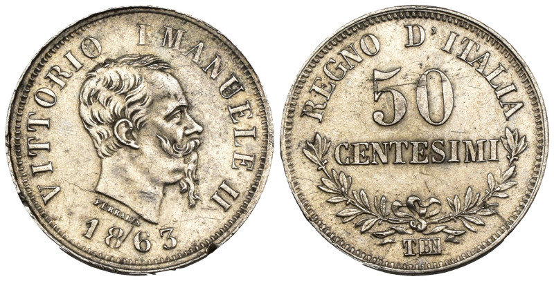 Regno d'Italia - Vittorio Emanuele II (1861-1878) - 50 Centesimi "Valore" 1863 T...