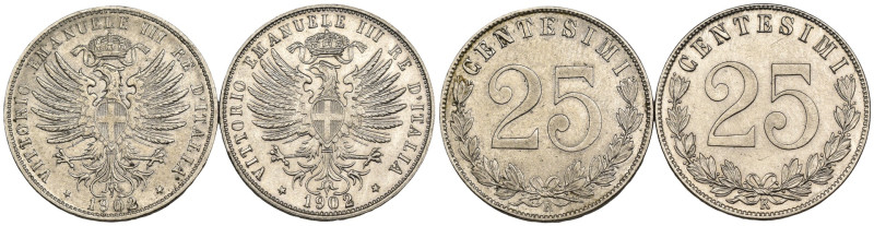 Regno d'Italia - Vittorio Emanuele III (1900-1943) - Lotto di 2 monete da 25 Cen...