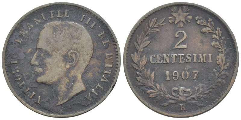 Vittorio Emanuele III (1900-1943) - 2 Centesimi 1907 - MOLTO RARA (R2) - Gigante...