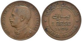 Somalia Italiana - Vittorio Emanuele III (1909-1925) - 2 Bese 1909 - Cu. - Gig. 22