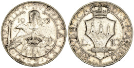San Marino - Vecchia Monetazione (1864-1938) - 10 Lire 1933 - Ag. - Gig. 12