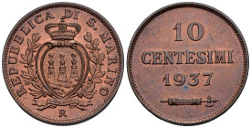 San Marino - Vecchia Monetazione (1864-1938) - 10 Centesimi 1937 - Cu. - Gig. 35