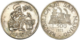 San Marino - 500 Lire 1975 - Ag. - Gig. 179