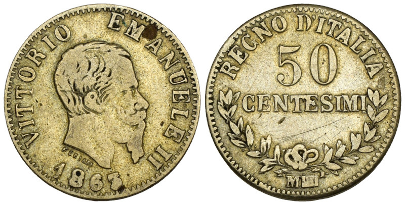 FALSO - Regno d'Italia - Vittorio Emanuele II (1861-1878) - 50 Centesimi "Valore...