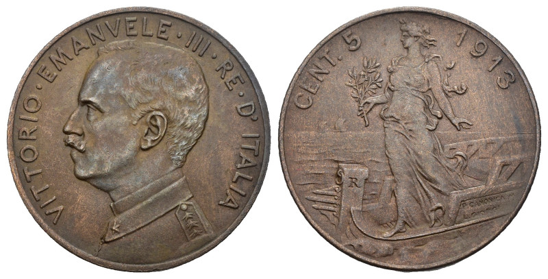 FALSO (ARTEFATTO) - Regno d'Italia - Vittorio Emanuele III (1900-1943) 5 Centesi...