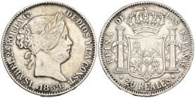 FALSO - Spagna - 20 Reales 1859 - gr. 21,24 - mm 37,10