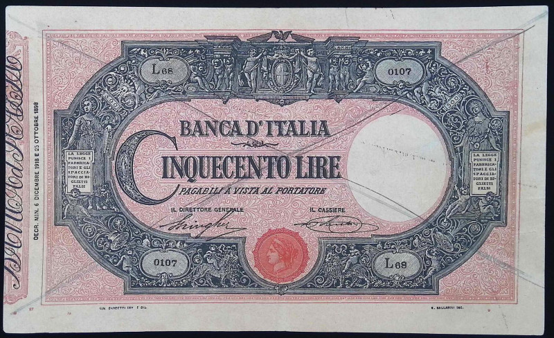 FALSO - Regno d'Italia - Vittorio Emanuele III - 500 Lire Matrice (Decreto) - 06...