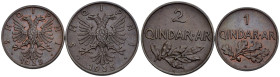 Albania - Lotto di 2 monete: 1 Qindar Ar 1935 Ae. KM#14 - 2 Qindar Ari 1935 Ae. KM#15 - mediamente SPL+