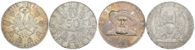 Austria - Lotto di 2 monete da 50 Scellini 1959/1974 - Ag
