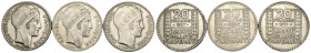 Francia - Lotto di 3 monete da 20 Franchi 1933/1937/1938 - Ag. -KM#879