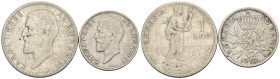 Romania - Carlo I (1881-1914) - Lotto di 2 monete da 1 Leu 1910 (Ag. - KM#42) e da 50 Bani 1910 (Ag. - KM#41)