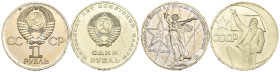Russia - URSS - Lotto di 2 monete: 1 Rouble 1967 Cu. Ni. Y#140.1 - 1 Rouble 1975 Cu. Ni. Zn. Y#142.1