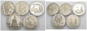 Russia - Lotto di 5 monete: 1 Rublo 1993 Y#319.1 - 1 Rublo 1993 Y#348 - 3 Rubli 1995 Y#387 - 5 Rubli 1988 Y#218 - 3 Rubli 1994 Y#365