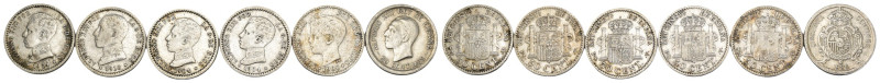 Spagna - Alfonso XIII (1886-1931) - Lotto di 6 monete da 50 Centimos - tipologie...