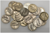 USA - Lotto di 21 monete da 1 Dime "Mercury" anni vari