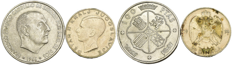 Lotto di 2 monete Mondiali: Jugoslavia - Pietro II (1934-1945) - 20 Dinara 1938 ...